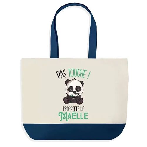Sac shopping fond bleu Maëlle Pas Touche Panda Cadeau Anniversaire Noël | Design Graphique Grand Sac Courses Cabas