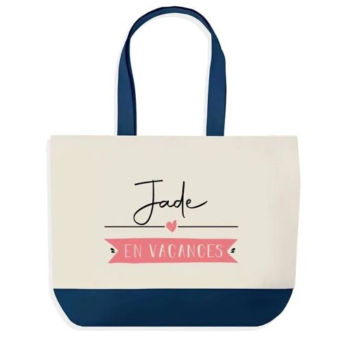 Sac shopping fond bleu Jade en Vacances Cadeau Anniversaire Noël | Design Graphique Grand Sac Courses Cabas