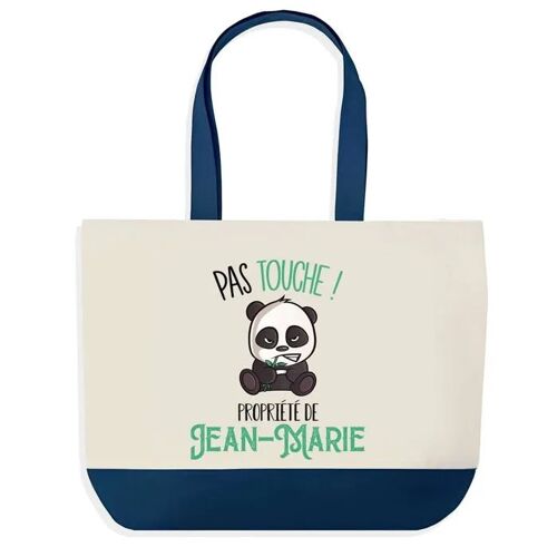 Sac shopping fond bleu Jean-Marie Pas Touche Panda Cadeau Anniversaire Noël | Design Graphique Grand Sac Courses Cabas