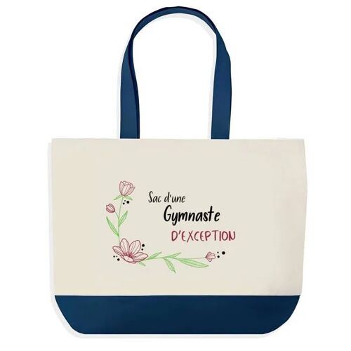 Sac shopping fond bleu Gymnaste d'exception Cadeau Anniversaire Noël | Design Graphique Grand Sac Courses Cabas
