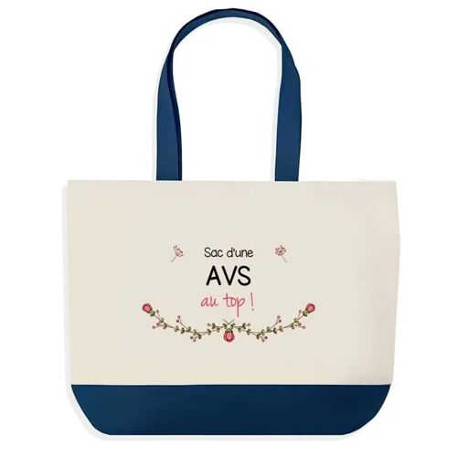 Sac shopping fond bleu AVS au Top Fin d'année scolaire Collègue Départ Cadeau Anniversaire Noël | Grand Sac Courses Cabas