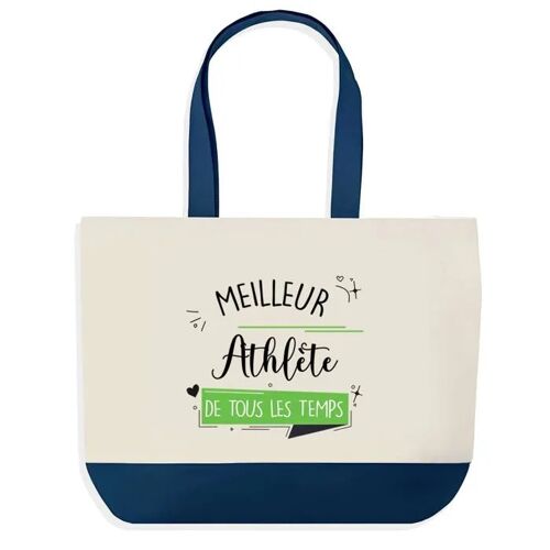 Sac shopping fond bleu Meilleur Athlète de tous les temps Cadeau Anniversaire Noël | Design Graphique Grand Sac Courses Cabas
