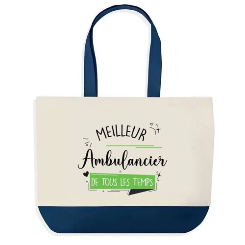 Sac shopping fond bleu Meilleur Ambulancier de tous les temps Collègue Départ Cadeau Anniversaire Noël | Grand Sac Courses Cabas