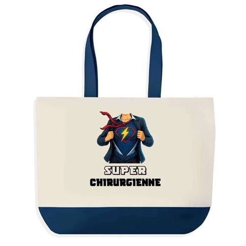 Sac shopping fond bleu Super Chirurgienne Femme Épouse Saint-Valentin Cadeau Anniversaire Noël | Grand Sac Courses Cabas