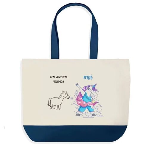 Sac shopping fond bleu Friend Les Autres vs Moi Cadeau Anniversaire Noël | Design Graphique Grand Sac Courses Cabas
