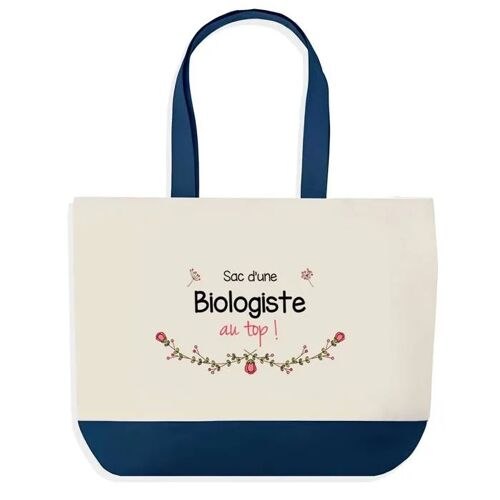 Sac shopping fond bleu Biologiste au Top Collègue Départ Cadeau Anniversaire Noël | Design Graphique Grand Sac Courses Cabas