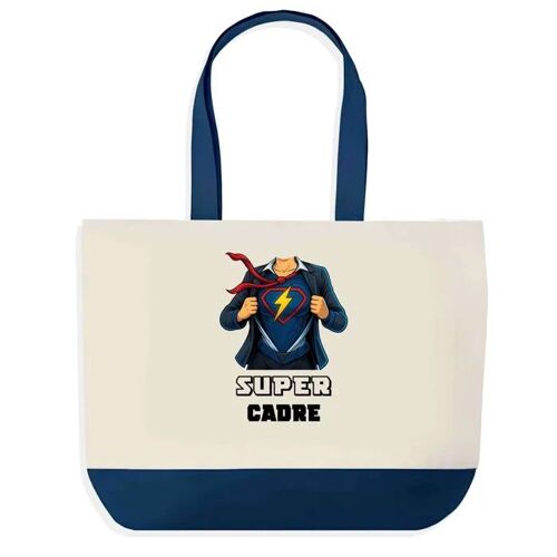 Sac shopping fond bleu Super Cadre Femme Épouse Saint-Valentin Cadeau Anniversaire Noël | Design Graphique Grand Sac Courses Cabas
