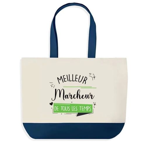Sac shopping fond bleu Meilleur Marcheur de tous les temps Cadeau Anniversaire Noël | Design Graphique Grand Sac Courses Cabas