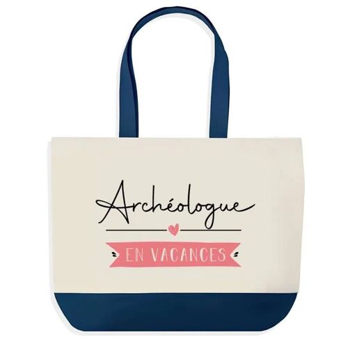 Sac shopping fond bleu Archéologue en Vacances Cadeau Anniversaire Noël | Design Graphique Grand Sac Courses Cabas