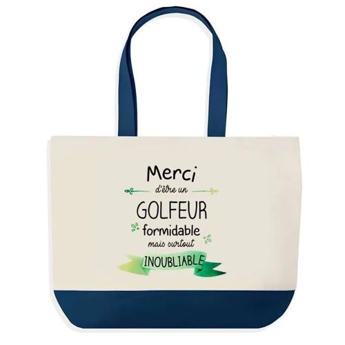 Sac shopping fond bleu Merci Golfeur Inoubliable Homme Cadeau Anniversaire Noël | Design Graphique Grand Sac Courses Cabas