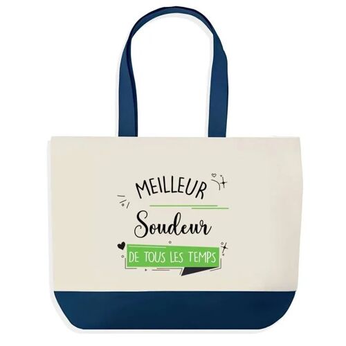 Sac shopping fond bleu Meilleur Soudeur de tous les temps Cadeau Anniversaire Noël | Design Graphique Grand Sac Courses Cabas