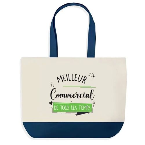 Sac shopping fond bleu Meilleur Commercial de tous les temps Collègue Départ Cadeau Anniversaire Noël | Grand Sac Courses Cabas