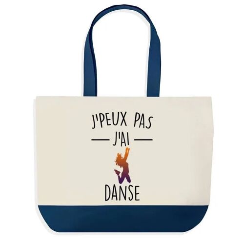 Sac shopping fond bleu J'peux pas Danse Cadeau Anniversaire Noël | Design Graphique Grand Sac Courses Cabas
