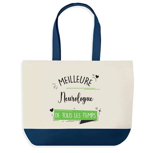 Sac shopping fond bleu Meilleure Neurologue de tous les temps Cadeau Anniversaire Noël | Design Graphique Grand Sac Courses Cabas