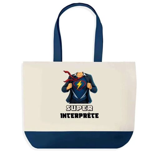 Sac shopping fond bleu Super Interprète Femme Épouse Saint-Valentin Cadeau Anniversaire Noël | Grand Sac Courses Cabas
