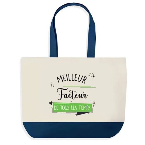 Sac shopping fond bleu Meilleur Facteur de tous les temps Collègue Départ Cadeau Anniversaire Noël | Grand Sac Courses Cabas
