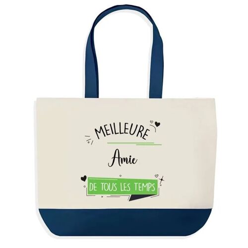 Sac shopping fond bleu Meilleure Amie de tous les temps Cadeau Anniversaire Noël | Design Graphique Grand Sac Courses Cabas