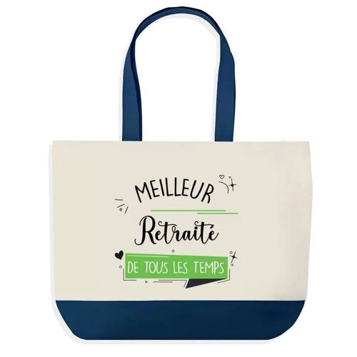 Sac shopping fond bleu Meilleur Retraité de tous les temps Cadeau Anniversaire Noël | Design Graphique Grand Sac Courses Cabas