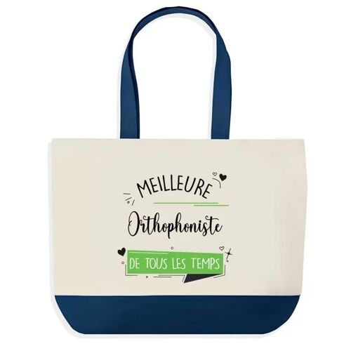 Sac shopping fond bleu Meilleure Orthophoniste de tous les temps Collègue Départ Cadeau Anniversaire Noël | Grand Sac Courses Cabas
