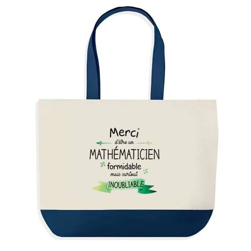 Sac shopping fond bleu Merci Mathématicien Inoubliable Homme Collègue Départ Cadeau Anniversaire Noël | Grand Sac Courses Cabas