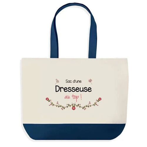 Sac shopping fond bleu Dresseuse au Top Cadeau Anniversaire Noël | Design Graphique Grand Sac Courses Cabas