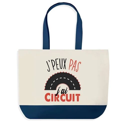 Sac shopping fond bleu J'peux pas Circuit Cadeau Anniversaire Noël | Design Graphique Grand Sac Courses Cabas