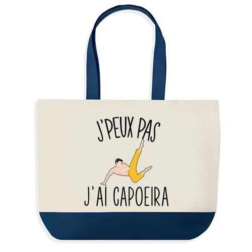 Sac shopping fond bleu J'peux pas Capoeira Cadeau Anniversaire Noël | Design Graphique Grand Sac Courses Cabas