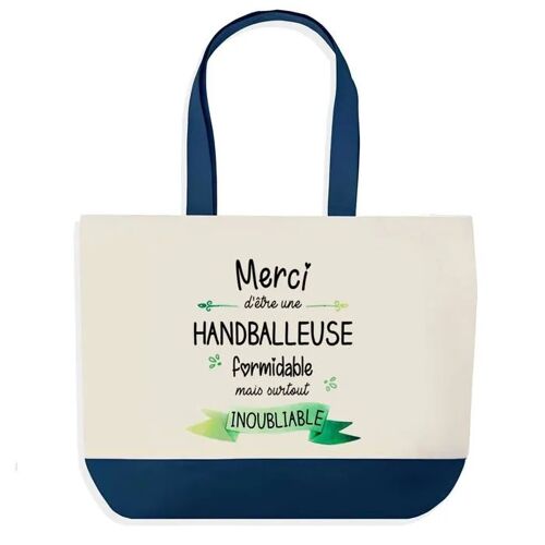 Sac shopping fond bleu Merci Handballeuse Inoubliable Femme Épouse Saint-Valentin Cadeau Anniversaire Noël | Grand Sac Courses Cabas