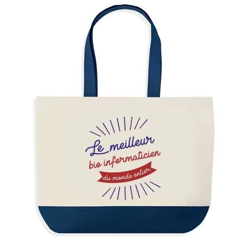 Sac shopping fond bleu Bio-Informaticien Meilleur du Monde Collègue Départ Cadeau Anniversaire Noël | Grand Sac Courses Cabas