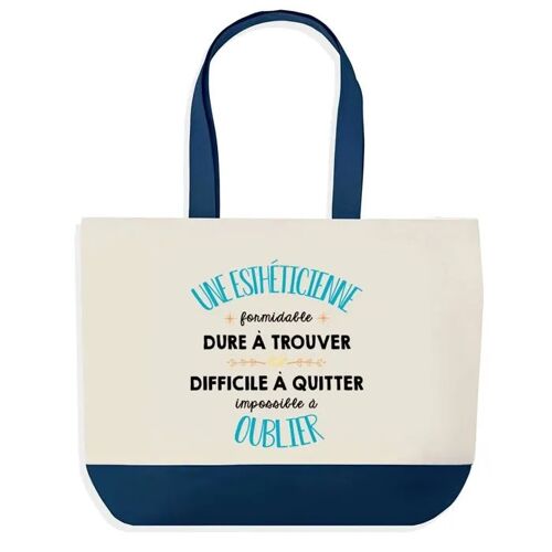 Sac shopping fond bleu Une Esthéticienne Formidable Collègue Départ Cadeau Anniversaire Noël | Grand Sac Courses Cabas