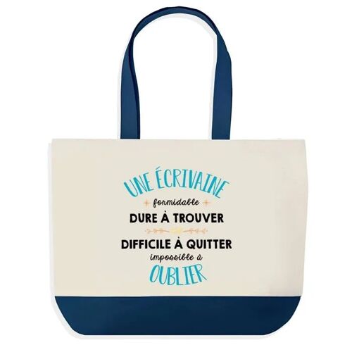 Sac shopping fond bleu Une Écrivaine Formidable Cadeau Anniversaire Noël | Design Graphique Grand Sac Courses Cabas