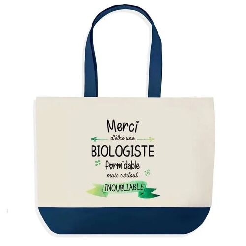 Sac shopping fond bleu Merci Biologiste Inoubliable Femme Épouse Saint-Valentin Collègue Départ Cadeau | Grand Sac Courses Cabas