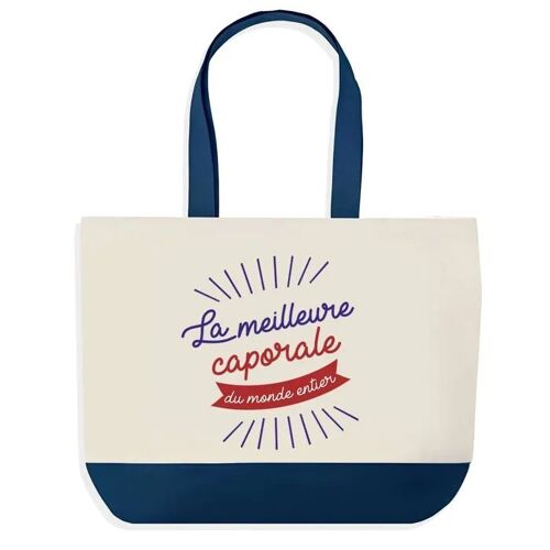 Sac shopping fond bleu Caporale Meilleure du Monde Cadeau Anniversaire Noël | Design Graphique Grand Sac Courses Cabas