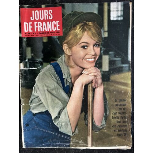 Jours De France 250 29 Août 1959 Brigitte Bardot Cover + 6 P. - Garbo Au Cap D'ail - L Bacall Bayonne - 60 Pages