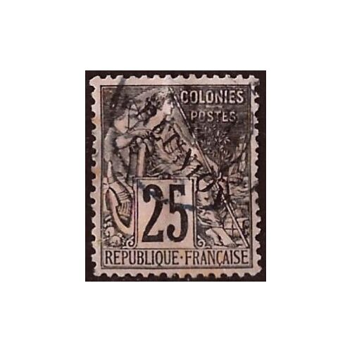 France, La Réunion, Colonie Française 1892, Beau Timbre Yvert 39, Type Sage "Colonies", 25c. Noir Sur Rose, Oblitéré, Tbe.