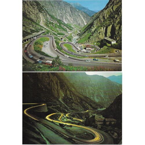 Suisse, Lot 2 Belles Cartes Postales Neuves, Route Du Saint Gotthard.