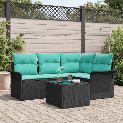 Vidaxl Ensemble De Canapé De Jardin Avec Stockage 5 Pcs Noir Polyrotin