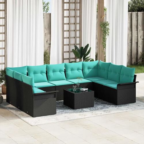 Vidaxl Ensemble De Canapé De Jardin 10 Pcs Noir Poly Rotin