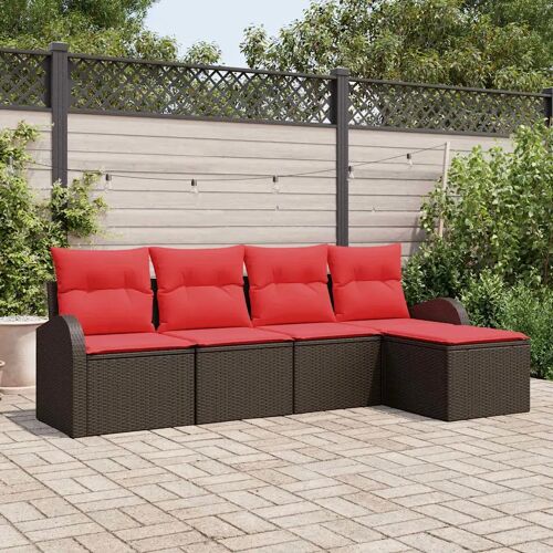 Vidaxl Ensemble De Canapé De Jardin 5 Pcs Marron Polyrotin