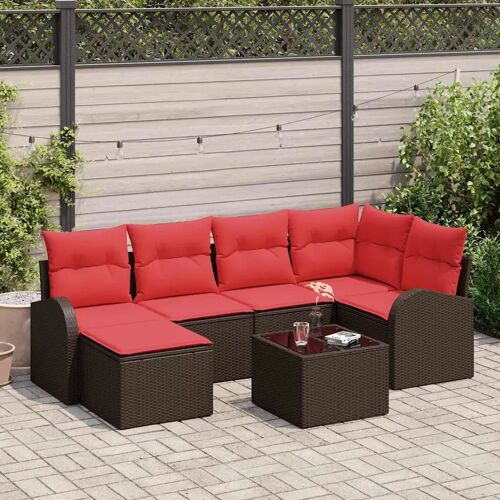Vidaxl Ensemble De Canapé De Jardin 7 Pcs Marron Poly Rattan