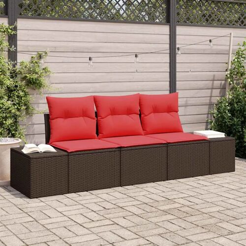 vidaXL Ensemble de Canapés avec coussin 3 pcs Marron polyrotin