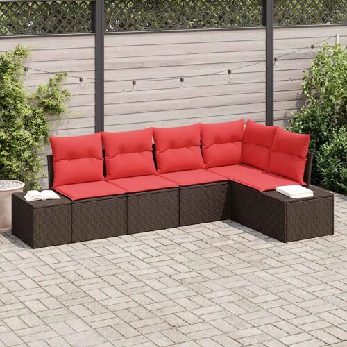 Vidaxl Ensemble De Canapé De Jardin 5 Pcs Marron Polyrotin
