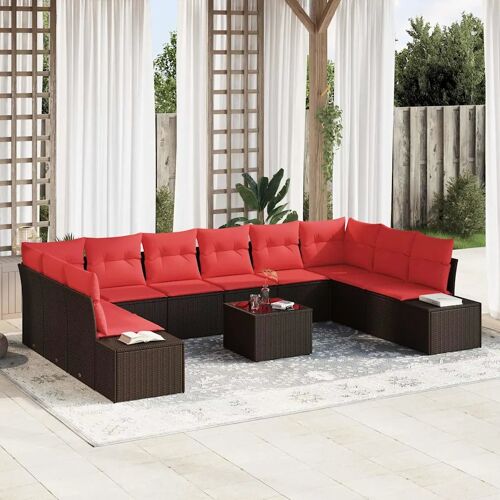 Vidaxl Ensemble De Canapé De Jardin 11 Pcs Marron Polyrotin