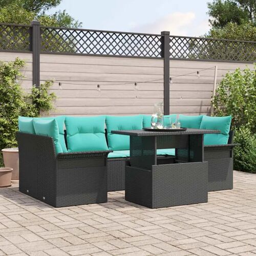 Vidaxl Ensemble De Canapé De Jardin 7 Pcs Noir Poly Rattan
