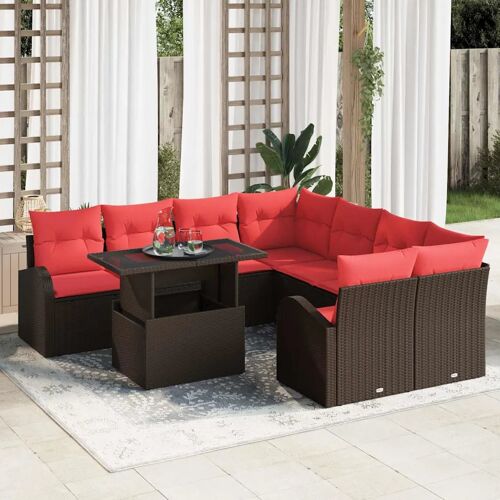 Vidaxl Ensemble De Canapé De Jardin 9 Pcs Marron Polyrotin