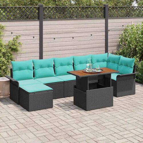 Vidaxl Ensemble De Canapé De Jardin 8 Pcs Noir Poly Rotin