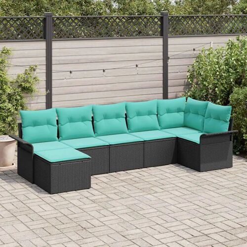 Vidaxl Ensemble De Canapé De Jardin Avec Stockage 7 Pcs Noir Polyrotin