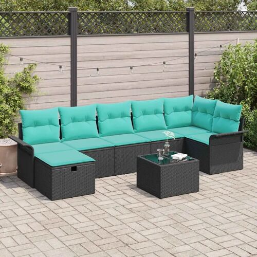 Vidaxl Ensemble De Canapé De Jardin Avec Coussin 8 Pcs Noir Poly Rotin