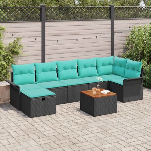Vidaxl Ensemble De Canapé De Jardin Avec Coussin 8 Pcs Noir Poly Rotin