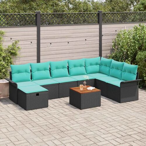Vidaxl Ensemble De Canapé De Jardin Avec Coussin 9 Pcs Noir Poly Rotin
